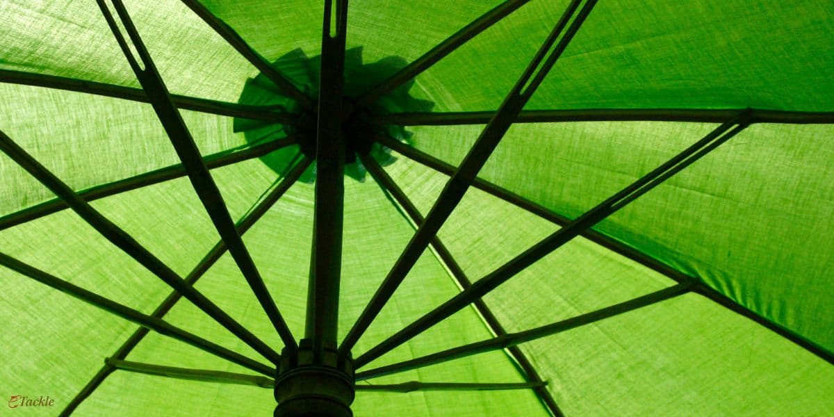 Looking up at the ribs beneath a fishing umbrella