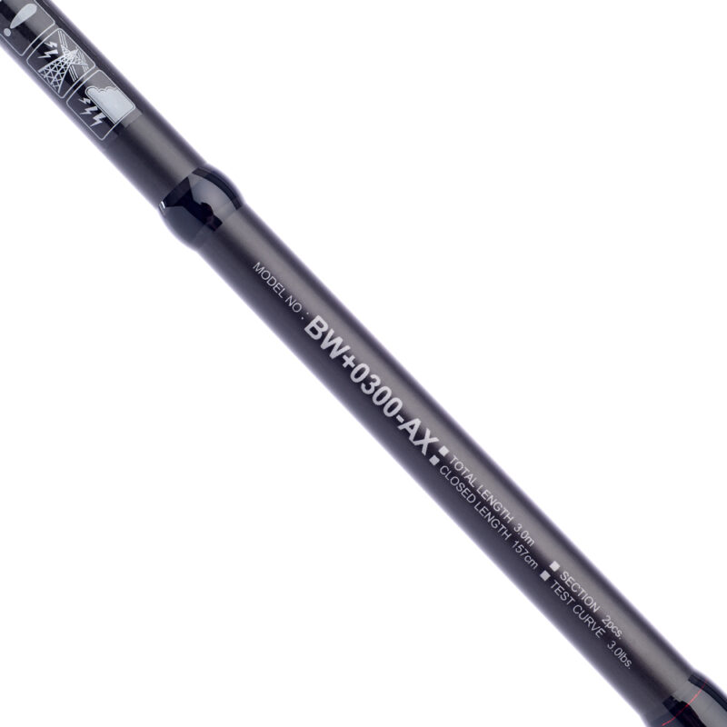 A 10ft 3lb test curve specification printed on a carp rod blank