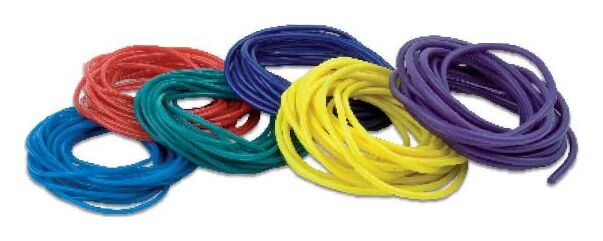 Coils of Preston Hollo hollow pole elastic in graded colours