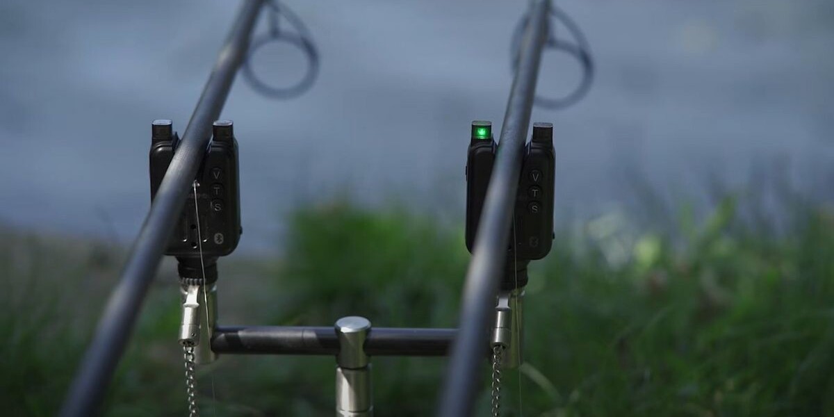 Two carp rods set on bite alarms