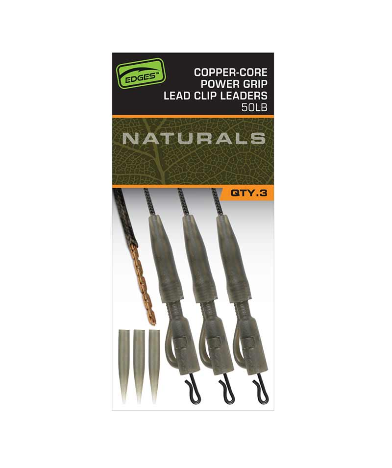 FOX Edges Naturals Copper-Core Power Grip Lead Clip Leaders X3