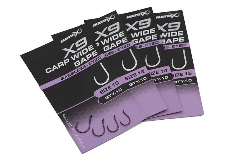Matrix X9 Carp Wide Gape Eyed Hooks