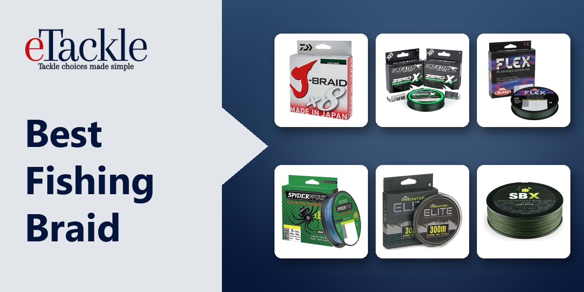 Spools of fishing braid from Daiwa, Skeater, Berkley, Spiderwire, Fox Rage and Thinking Anglers