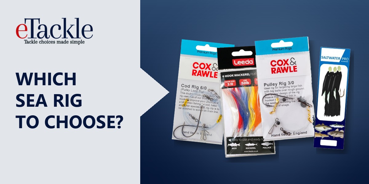 Sea fishing rigs from Cox & Rawle, Leeda and Dennett, including a cod rig, a pulley rig, mackerel feathers and a Hokkai rig