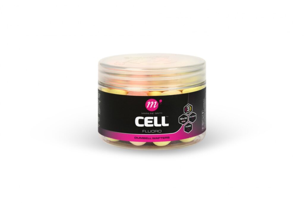 Mainline Cell Fluoro Dumbell Wafters 12 x 15mm Pink Yellow White Mix