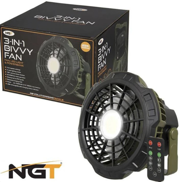 NGT XL Fan USB Rechargeable Fan with Light and Powerbank