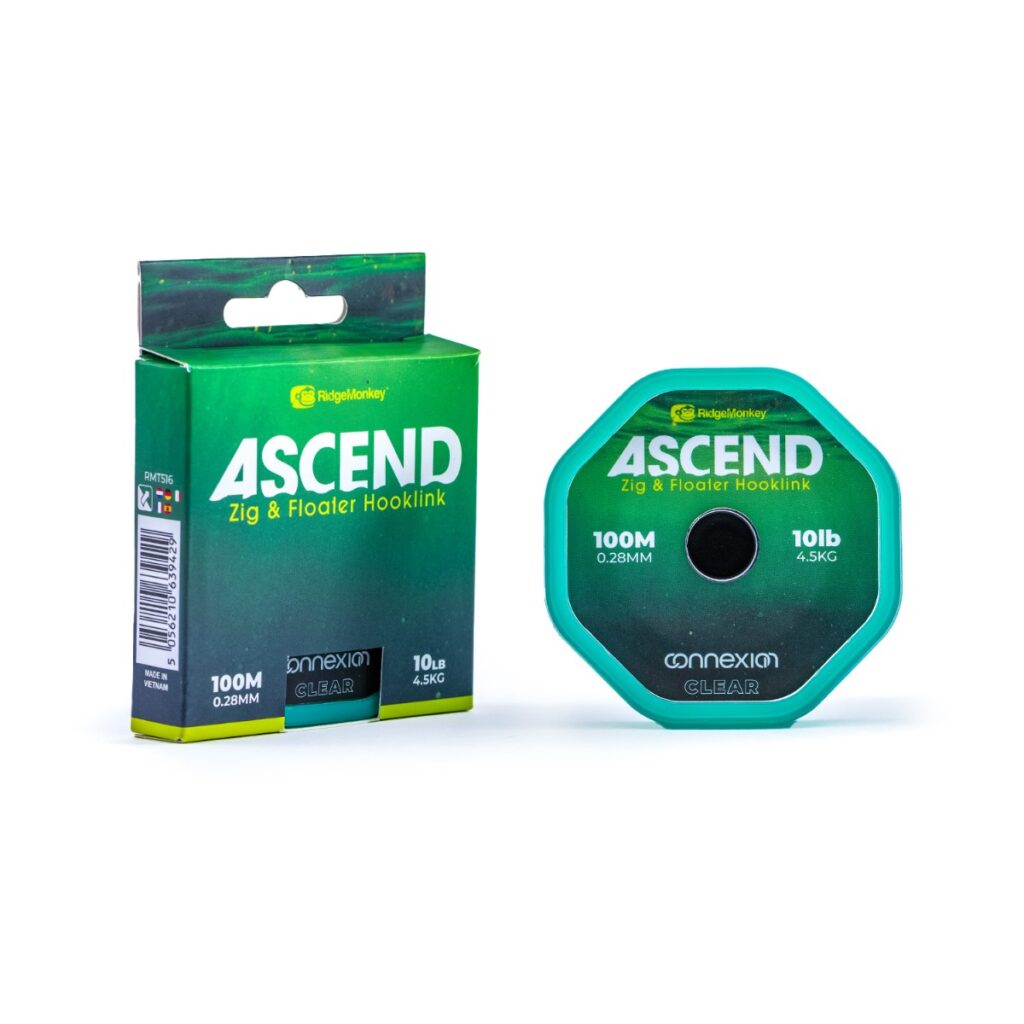 RidgeMonkey Ascend Zig & Floater Hooklink 10lb 0.28mm 100m Clear