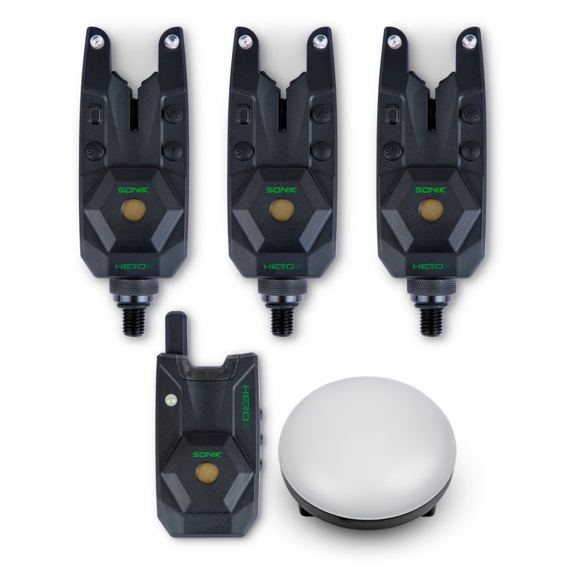 Sonik Herox Bite Alarm Set 3+1+ Bivvy Lamp (R G B)
